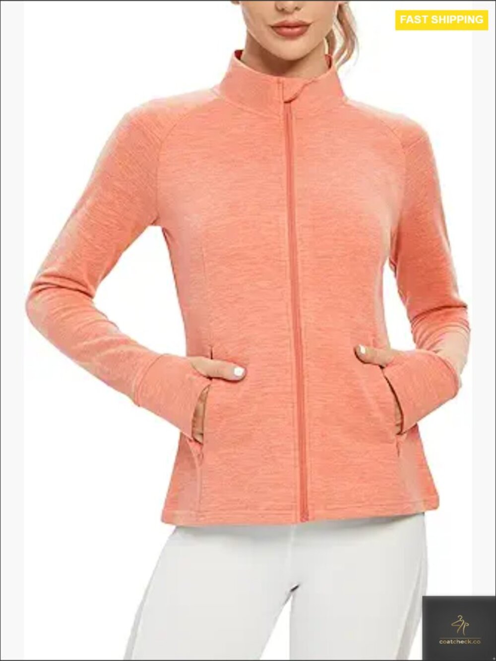Fleece Zip Up Jacket Long Sleeve Soft Lightweight Full Zip With Pockets Thumb